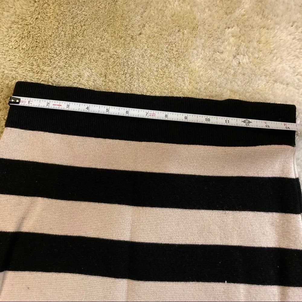 Loft black and beige striped sweater pencil skirt